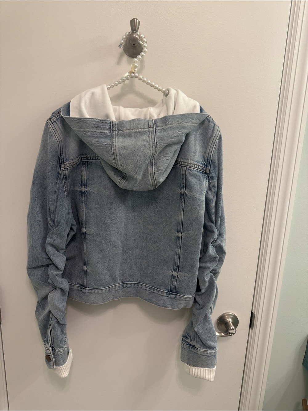 Alice & Olivia NWT Denim Hooded Jacket XL - Picture 2 of 3